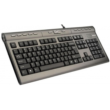 Клавиатура A4Tech KLS-7MUU slim, мультимедиа,  порт USB+аудио, USB, серебряно-чёрный